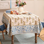 patdrea Designer Linen Long Rectangular Table Cloth,Vintage Leopard Animal Soft Breathable Tablecloth,Fall Dacorative Cover for Kitchen Dining,Christmas,Parties,Holiday,Thanksgiving,63"x94"-from