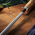 SENKEN Professional Emery Knife Sharpening Steel - Incredibly Strong Emery Rod for Sharpening & Honing Knives Up to 63 HRC Including All Damascus Knives (Natural Sycamore Wood)