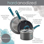 Rachael Ray Create Delicious Deep Hard Anodized Nonstick Frying Pan Set / Fry Pan Set / Hard Anodized Skillet Set - 9.5 Inch and 11.75 Inch, Gray