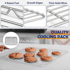 9 Inch Baking Sheet Pan with Rack Set, Joyfair Stainless Steel Toaster Oven Pans Tray & Cooling Racks for Cookie/Jelly Roll/Bacon/Meat, Commercial Metal & Rust-free, Dishwasher Safe