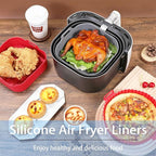 Air Fryer Silicone Liners, Pot 2 Pcs Reusable Non-Stick Air Fryer Basket Bowl Fit 3-6QT Air fryer Baking Replacement of Flammable Parchment Paper(Square, 7.5 Inch)