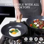 GiPP Ceramic Nonstick Frying Pan with Lid - 10" Healthy Non-Toxic Non Stick Skillet Omelette Pans, Induction Compatible Chef Pan, PFAS & PFOA-Free, Dishwasher Safe, Stay Cool Handles