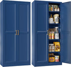71" Tall Metal Storage Cabinet, Kitchen Pantry Storage Cabinets with Doors and 4 Adjustable Shelves, Food Pantry Cabinet, Large Cupboard, Utility Steel Cabinets for Dining, Living Room, Blue