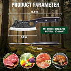 Mossy Oak Meat Cleaver Knife, Butcher Knife with Genuine Leather Sheath, Hand Forged Kitchen Knife Full Tang Handle for Meat and Vegetable Cutting, Outdoor Cooking and Camping