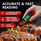 Meat Thermometer Digital，IP67 Waterproof Cooking Thermometer with Backlight, Calibration & Hold Function，Food Thermometer for Cooking,Outdoor Grilling，Suitable as Stocking Stuffers for Men
