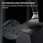 Navaris Knife Block, Black - Universal Knife Storage Solution - Bamboo Kitchen Knives Holder with Bristles - Tilted Storage for Easy Access - Removable Insert for Easy Cleaning