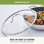 GreenPan Valencia Pro Tri-Ply Stainless Steel 12” Wok with Lid, Ceramic Nonstick PFAS-Free Coating, Multi Clad Cookware, Induction, Dishwasher Safe, Oven and Broiler Safe