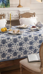 patdrea Designer Vintage Blue Long Rectangle Tablecloth,Linen Anti-Wrinkle Paisley Pattern Farmhouse Table Cloth,Decor Table Cover for Kitchen Dining,Christmas,Thanksgiving,63"x102"-Lantang a