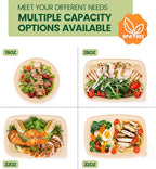 Glotoch Express 32 oz-200 Pack Meal Prep Containers with Lids,Resuable Cornstarch Material Salad Containers, Plant-based Lunch Boxes, Plastic Take Out Bowls for Restaurant