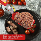 Silicone Spatula Turner Heat Resistant 600°F 3 Piece Set Non Scratch Flexible Slotted and Solid Thin Rubber Spatula Flipper for Cooking Pancake,Egg,Fish,Burger,Steak for Nonstick Cookware,Red