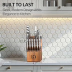 Kitchen Knife Set 14 Piece Premium Japanese High Carbon Stainless Steel Knife Block Sets with Built-in Sharpener, Razor Sharp Knives Set for Kitchen, Quality Acacia Wood Block Knife Set