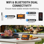 ThermoPro WiFi Bluetooth Wireless Meat Thermometer Digital, Unlimited Range,Detachable Thiner Meat Probe & Standalone Base,1050°F Heat Resistance,Food Thermometer for Cooking Grill Smoker Oven Fryer