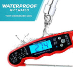KIZEN Instant Read Meat Thermometer Digital - Food Thermometer for Cooking, Grill, Oven, BBQ - IP67 Rated Waterproof - Large Backlit Display and Magnetic Back
