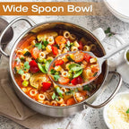 Extra Large Serving Spoons Set 11.7-Inch Serving Slotted Spoon x 3 Serving Spoon x 3, 18/8 Stainless Steel Big Serving Utensil for Buffet, Parties, Catering - Dishwasher Safe(6-Pack, Silver)
