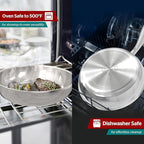 SUNHOUSE – 10 Inch / 26 cm Stainless Steel Frying Pan, Tri-Ply Stainless Steel Construction, PFOA-FREE, Stay-Cool Handle, Induction Compatible with All Cooktops, Dishwasher Safe