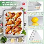 19.6 Inch Baking Sheet Pan with Rack Set, Joyfair Stainless Steel Toaster Oven Pans Tray & Cooling Racks for Cookie/Jelly Roll/Bacon/Meat, Commercial Metal & Rust-free, Dishwasher Safe
