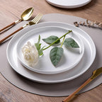 AmorArc Ceramic Dinnerware Sets for 8, 24 Pieces Handpainted Plates and Bowls Set with Rustic Terracotta Underside, Scratch Resistant Stoneware Dishes Set, Dishwasher & Microwave Safe, White