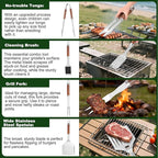 Grilling Accessories Set Large Spatula Fork Cleaning Brush Food Tongs Durable Stainless Steel BBQ Grill Tools with Extra Thick Storage Case BBQ Accessories Grill Set