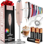 Zulay Kitchen Powerful Milk Frother Wand With 4 AA Duracell Batteries - Ultra Fast Handheld Drink Mixer - Electric Whisk Foam Maker for Coffee, Lattes, Cappuccino, Matcha & Creamer