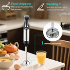 Cordless Immersion Hand Blender by Weavelife - Rechargeable, Portable, One-Touch Control & Safety Lock for Pureeing, Soups, Smoothies with Stainless Steel Blade