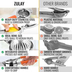 Zulay Kitchen Lemon Squeezer Stainless Steel with Premium Heavy Duty Solid Metal Squeezer Bowl and Food Grade Silicone Handles - Large Manual Citrus Press Juicer and SS Lime Squeezer (Orange)