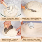 Non-Stick Oval Wood Pulp Banneton Bread Proofing Basket Set, Sourdough Banneton Basket Kit, Bread Making Tool Sourdough Starter Kit with Proofing Bowl, Cover, Dough Whisk, Lame, Scraper