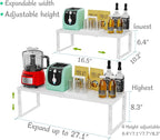 Adjustable Expanable Stackable Spice Rack Shelf Pantry Storage Organizer for Kitchen Cabinet,Countertop,Bathroom and More.Space is no Longer Limited(1Pack/White/Large)