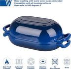 Enameled Cast Iron Sourdough Bread Oven, Dutch Oven, Loaf Cast Iron Bread Pan for Homemade Bread Baking, Meatloaf Pan with Lid, 7QT, Blue