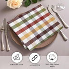 Urban Villa Harvest Cloth Dinner Napkin Set of 6 20x20 inches Fall Checks 100% Cotton Highly Absorbent Durable Reusable Washable Ideal for Farmhouse Thanksgiving Fall Everyday Use Table Napkins
