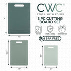 COOK WITH COLOR Non-Slip Cutting Board Set – Kitchen Essentials with Easy Grip Handle for Meat, Veggies, and Fruits, 3 Cutting Boards, Mint