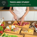 ROYAL CRAFT WOOD Wooden Cutting Boards for Kitchen Meal Prep & Serving - Bamboo Wood Serving Board Set with Deep Juice Groove Side Handles - Charcuterie & Chopping Butcher Block for Meat