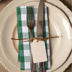 Urban Villa Cotton Dinner Napkins Set of 6, Highly Absorbent 20x20 Inches Premium Cloth Napkins Hotel Quality Reusable & Washable Table Dinner Napkins for Home & Weddings - Hunter Green/White, Checks