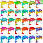 Pop Fidget Toys Bulk Its Kids Party Favors 30 PCS Cute Dolphin Mini Pop Keychain It Sensory Fidget Toy Pack Fidgets for Classroom Prizes for Kids Students Carnival Prizes Birthday Goodie Bag Stuffers