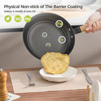 YUTANN 10" Pre-seasoned Cast Iron Skillet,Enameled Non-stick Frying Pan with Detachable Wooden Handle,Lightweight Non-toxic,Dishwasher Oven Safe (500°F)