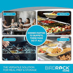 BIRDROCK HOME Stainless Steel Steam Table Pan - Hotel, Restaurant & Catering Supplies - 24 Gauge Steel, 14 qt Capacity - Meal Prep, Cooking, & Food Storage Container - 4" Depth, Full-Size (6 Pack)