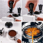 Espresso Tamper, Constant 30lb Coffee Tamper with double Calibrated Spring Loaded, Stainless Steel double spring loaded Coffee Tamper Fits for All Portafilters- Flat Base (51mm, BLACK)