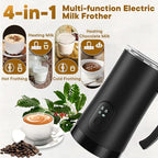 Milk Frother and Steamer,4-in-1 Electric Milk Frother for Latte Cappuccino Hot Chocolate，11.8oz/350ml Automatic Hot & Cold Foam Maker and Milk Warmer for Dairy