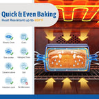 P&P CHEF 2 In 1 Enameled Cast Iron Loaf Pan with Lid, 9 x 5 Inch Bread Loaf Pans for Baking Homemade Sourdough Bread, Meatloaf, Toast, Cake, Nonstick & Healthy & Sturdy, 2 Piece Set - Blue