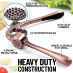 Zulay Kitchen Premium Garlic Press - Durable Garlic Masher with Soft, Easy to Squeeze Handle - Garlic Mincer Tool - Sturdy Easy to Clean Garlic Crusher (Copper)