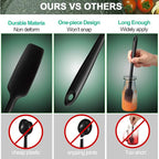 2 Pieces Long Handle Silicone Jar Spatula Kitchen Scraper Spatula Non-Stick Rubber Silicone Scraper for Jars, Smoothies, Blenders Cooking Baking Stirring Mixing (Black)