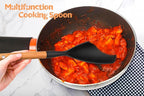 Large Silicone Kitchen Utensils Set, 6 PCS Nonstick Cooking Utensils Set with Wooden Handle, Heat Resistant and BPA Free Silicone Utensil Spatula Set for Cooking with Turner, Spoon and Ladle(Black)