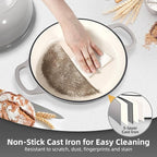 Davivy 5.5QT Enameled Cast Iron Dutch Oven, 10" Round Bread Dutch Oven, Sourdough Bread Baking Pan, Enameled Cast Iron Bread Oven, with Silicone Oven Mitts - Light Grey