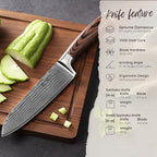 Wakoli EDIB 2-Piece Santoku Damascus Knife Set | Genuine Damascus Steel Blades with VG10 Core | Ergonomic Pakkawood Handles | Professional Kitchen Knife Set in Gift Box