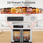 OSTBA French Door Air Fryer Toaster Oven Combo, Airfryer Convection Oven Countertop 10-in-1 Combo, 30% Faster 90% Less Oil, 102 Recipes & 7 Accessories Included 24 QT Stainless Steel