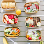 MINCOCO 50 Count Disposable Paper Bowls with Lids Meal Prep Containers 【Includes 50 Wooden Forks + 100 Labels】 Salad Food Containers Freezer & Microwave Safe Leakproof Soup Bowls (35 Ounce, 50-Count)