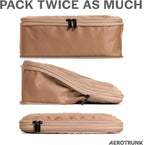 Aerotrunk Compression Packing Cubes for Travel - Luggage Organizer Bags - Double Zipper Packing Cubes for Suitcases (2-Pack, Mocha)
