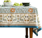 patdrea Designer French Linen Blue Tablecloth for Rectangle Table,Vintage Floral Table Cloth,Colorful Decoration Fall Cover Kitchen Dining for Thanksgiving,Tea Party,Christmas,55"x87"-Wensel