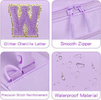 Initial Insulated Lunch Bag for Girls Kids, Back to School Gift, Reusable Leak-proof Lunch Box with Adjustable Strap for School Daycare Travel Picnic (Purple,W)