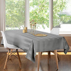 Luxury Table Protector Pad, 2 in 1 Table pad + Great Looking Tablecloth - Heat Resistant, Spill & Stain Proof - Flannel Backing (54x126, Silver - Silk Stripe)