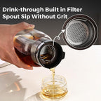 Glass Cold Brew Coffee Maker with Extended Fine Mesh Filter, Tea Infuser Bottle Iced Coffee Maker with Thick Borosilicate Glass (500ml/17oz)